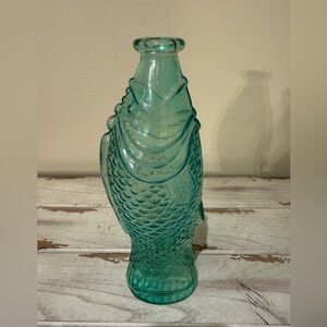 Aqua Fish-Shaped Glass Bottle